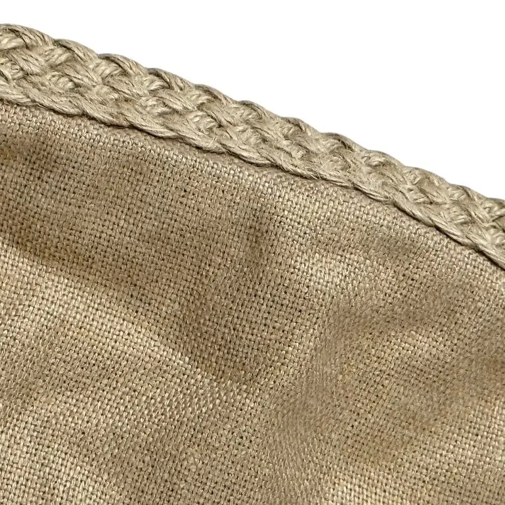 Pottery Barn 100% Linen Accent Pillow Cover Beige Jute Woven Trim 20x20